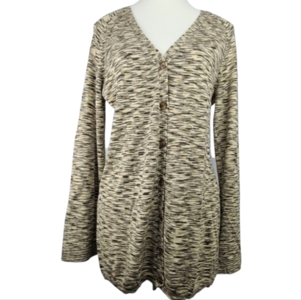 Kenneth Cole Vintage Cream Black Silk Blend Button Down Cardigan Size XS